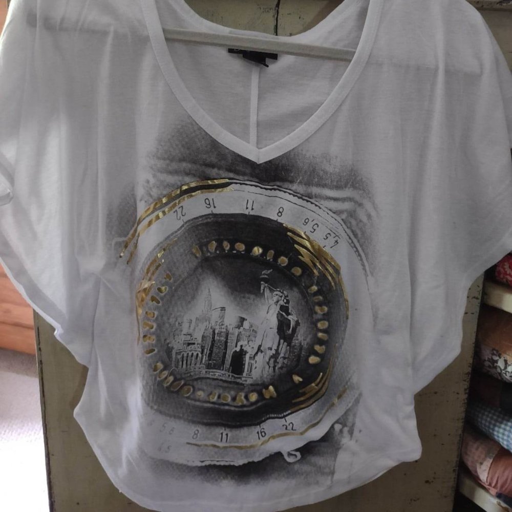 Self Esteem Dolman Sleeve Statue of Liberty NYC Top XS S